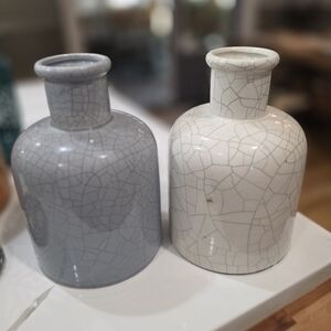 Ceramic Crackle Glaze Vase - Gray and White